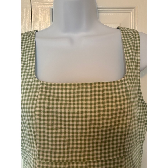 Sage Green Gingham Mini Dress - Picture 7 of 10